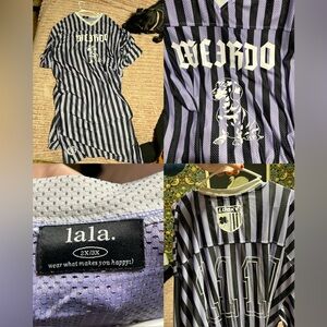 Dressed in LALA Purple and Black Striped Weirdo Dress